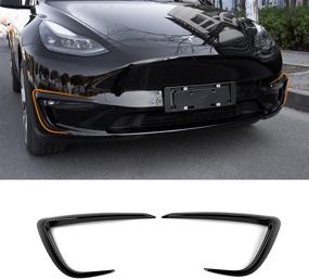 img 4 attached to 🚘 Улучшенные глянцево-черные обводки противотуманных фар для Tesla Model Y - защитные клипсы передних противотуманных фар Решеток бровей - Премиум аксессуары 2020 2021