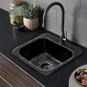 img 3 attached to Stunning Matte Black Hand Hammered Baxter Single Bowl Kitchen Bar Prep Sink by Monarch Abode 19192