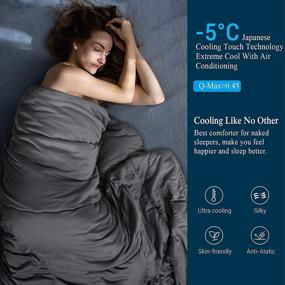 img 3 attached to Elegear Queen Cooling Comforter - Absorb Body Heat, Lightweight Summer Blanket with Japanese Arc-Chill Cold Tech Fabric for Optimal Coolness, Hypoallergenic Cooling Quilt - Gray