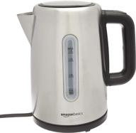 ☕ amazon basics stainless steel fast electric hot water kettle | portable, 1.7-liter capacity for tea and coffee | silver logo