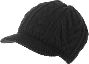 img 4 attached to Jeff & Aimy Women's 100% Wool Knit Visor 🧣 Beanie Newsboy Cap for Cold Weather - Warm Winter Hat