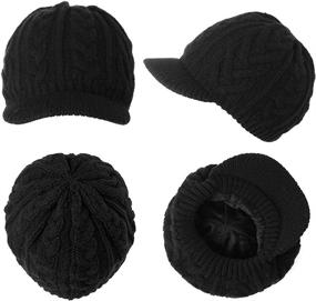 img 2 attached to Jeff & Aimy Women's 100% Wool Knit Visor 🧣 Beanie Newsboy Cap for Cold Weather - Warm Winter Hat