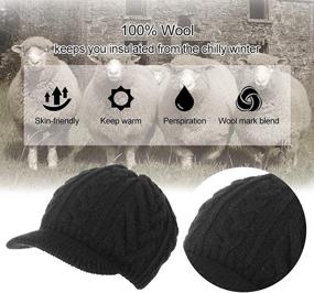 img 1 attached to Jeff & Aimy Women's 100% Wool Knit Visor 🧣 Beanie Newsboy Cap for Cold Weather - Warm Winter Hat