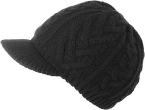 img 3 attached to Jeff & Aimy Women's 100% Wool Knit Visor 🧣 Beanie Newsboy Cap for Cold Weather - Warm Winter Hat