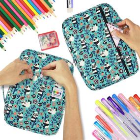 img 1 attached to 🐼 YOUSHARES 220 Slot Colored Pencil Case Organizer with Handy Wrap & Zipper - Multilayer Holder for Prismacolor Colored Pencils & Gel Pens (Panda)