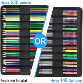 img 3 attached to 🐼 YOUSHARES 220 Slot Colored Pencil Case Organizer with Handy Wrap & Zipper - Multilayer Holder for Prismacolor Colored Pencils & Gel Pens (Panda)