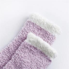 img 3 attached to Women's Non-Slip Hospital Grip Socks: Fluffy Slipper Socks with Grips