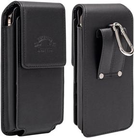 img 4 attached to Hengwin Leather Cell Phone Holster for iPhone 13 Pro Max, 11 XS Max, 8+ 7 Plus, Samsung Galaxy A32, Note 20 Ultra 10+, 9, 8, S8+, LG V20, Moto G Stylus – Pouch Wallet Case with Belt Clip Loop & Card Holder (Black)