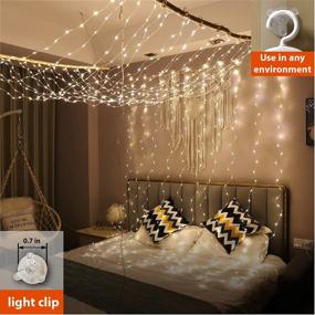 img 2 attached to 🌟 ZSJWL 6.5x9.8ft Warm White USB Curtain String Lights with Remote Dimmable Control - Waterproof Fairy Lights for Window, Christmas, Bedroom, Party, Wedding, Garden, Wall - 8 Flashing Modes