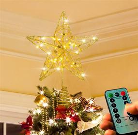 img 4 attached to NIGHT-GRING Gold Christmas Tree Topper Star LED Lights - Battery Operated Xmas Decorations for Tree - Festive Holiday Decor