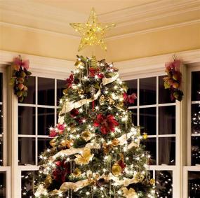 img 3 attached to NIGHT-GRING Gold Christmas Tree Topper Star LED Lights - Battery Operated Xmas Decorations for Tree - Festive Holiday Decor