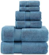 🛀 703 gsm 6 piece towels set: premium hotel & spa quality, 100% cotton, zero twist, highly absorbent, teal color, includes 2 bath towels, 2 hand towels, and 2 wash cloths logo