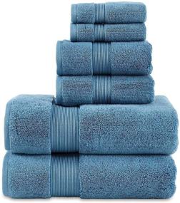 img 4 attached to 🛀 703 GSM 6 Piece Towels Set: Premium Hotel & Spa Quality, 100% Cotton, Zero Twist, Highly Absorbent, Teal Color, Includes 2 Bath Towels, 2 Hand Towels, and 2 Wash Cloths