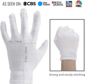 img 2 attached to 🧤 XL Moisturizing White Gloves for Men - Overnight Bedtime Cotton Gloves for Eczema, Dry & Sensitive Skin - Premium Quality Spa Therapy Gloves with Secure Wristband - Cosmetic Inspection & Irritated Skin Relief