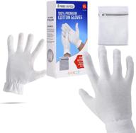 🧤 xl moisturizing white gloves for men - overnight bedtime cotton gloves for eczema, dry & sensitive skin - premium quality spa therapy gloves with secure wristband - cosmetic inspection & irritated skin relief logo