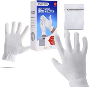 img 4 attached to 🧤 XL Moisturizing White Gloves for Men - Overnight Bedtime Cotton Gloves for Eczema, Dry & Sensitive Skin - Premium Quality Spa Therapy Gloves with Secure Wristband - Cosmetic Inspection & Irritated Skin Relief