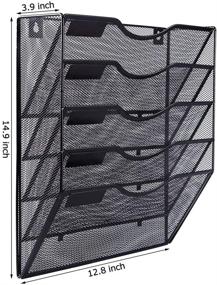 img 1 attached to 🗄️ Efficiently Organize Your Office with the EASEPRES 5 Pockets Mesh Wall File Holder Organizer Magazine Rack in Black