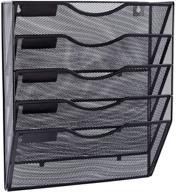 🗄️ efficiently organize your office with the easepres 5 pockets mesh wall file holder organizer magazine rack in black логотип