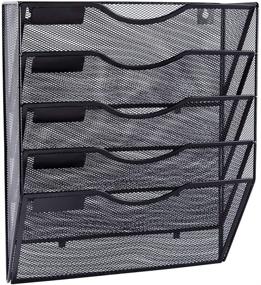 img 4 attached to 🗄️ Efficiently Organize Your Office with the EASEPRES 5 Pockets Mesh Wall File Holder Organizer Magazine Rack in Black