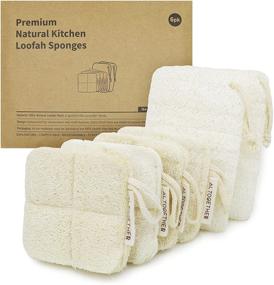img 4 attached to 🌿 Altogether Goods Natural Loofah Kitchen Sponges - 6 Pack Non-Scratch Durable Plant-Based Dish Scrubbers, Compostable & Biodegradable with Hanging String - Long Lasting and Easy to Hold Sizes