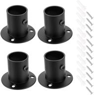 enhance closet organization with ownmy stainless steel pole sockets - set of 4 flange rod holders for 1'' shower curtain rods (black) логотип