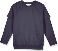 👕 kid nation kids unisex double layer sleeve sweatshirt: long sleeve crew neck t-shirt for boys or girls, ages 4-12 logo