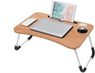 складной столик для ноутбука с держателем для кружки - многофункциональный столик для планшета на коленях для просмотра фильмов в кровати или в качестве персонального обеденного стола (золотой) логотип