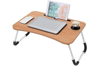 img 4 attached to Складной столик для ноутбука с держателем для кружки - Многофункциональный столик для планшета на коленях для просмотра фильмов в кровати или в качестве персонального обеденного стола (Золотой)