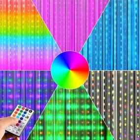 img 4 attached to 🌈 300 LED RGB Window Curtain String Lights with Remote, Waterproof Colorful Fairy Lights – 17 Color Changing Multi-Modes Backdrop Light for Festival, Wedding, Room Outdoor Indoor Decor