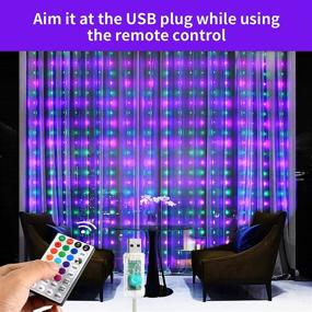 img 1 attached to 🌈 300 LED RGB Window Curtain String Lights with Remote, Waterproof Colorful Fairy Lights – 17 Color Changing Multi-Modes Backdrop Light for Festival, Wedding, Room Outdoor Indoor Decor