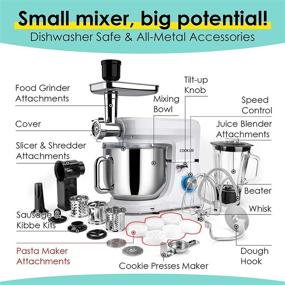 img 2 attached to COOKLEE 6-IN-1 Stand Mixer, 8.5 Qt. Multi-purpose Electric 🍳 Kitchen Mixer with 9 Accessories for Home Cooks, SM-1507BM, White