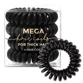 img 4 attached to 💆 Кольца для волос Spiral Hair Ties от Kitsch, для густых волос, 4 штуки, черные - Mega Hair Coils