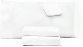 img 4 attached to Jennifer Adams Essentials King Sheet Set - 4 Piece Microfiber Sheets & Pillowcases - Premium Wrinkle-Resistant & Breathable Bedding - Deep Pockets up to 16” (White, King) - Best Price Guaranteed!