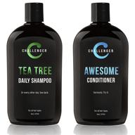 💪 challenger men’s tea tree shampoo & conditioner combo, 2x 16 oz bottles, sulfate-free with vitamins, argan oil, biotin, keratin, vitamin c & d, protein, free from artificial color & gluten, gentle clean - enhanced seo logo