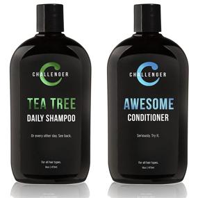 img 4 attached to 💪 Challenger Men’s Tea Tree Shampoo & Conditioner Combo, 2x 16 Oz Bottles, Sulfate-Free with Vitamins, Argan Oil, Biotin, Keratin, Vitamin C & D, Protein, Free from Artificial Color & Gluten, Gentle Clean - Enhanced SEO