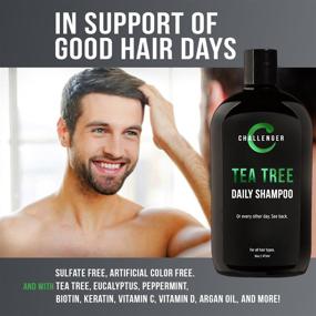 img 2 attached to 💪 Challenger Men’s Tea Tree Shampoo & Conditioner Combo, 2x 16 Oz Bottles, Sulfate-Free with Vitamins, Argan Oil, Biotin, Keratin, Vitamin C & D, Protein, Free from Artificial Color & Gluten, Gentle Clean - Enhanced SEO