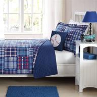 🛏️ набор мини-покрывал из коллекции laura hart kids navy plaid с бонусной декоративной подушкой - размер односпальной кровати: идеальное решение для постельного белья! логотип