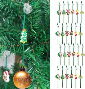 img 4 attached to 🎄 24-Piece Set of Christmas Mini Ornaments with No-Slip Hooks - Perfect for Xmas Tree Decorations, Small or Large Ornament Hanging, and Ball Locking Ropes