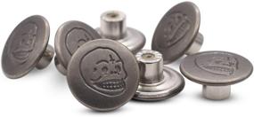 img 3 attached to 💀 Gun Black No-Sew Tack Buttons Kit - 17mm Skull and Bones Jean Buttons