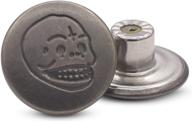 💀 gun black no-sew tack buttons kit - 17mm skull and bones jean buttons logo