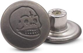 img 4 attached to 💀 Gun Black No-Sew Tack Buttons Kit - 17mm Skull and Bones Jean Buttons