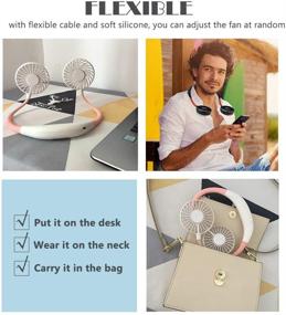 img 2 attached to 🌬️ CAKKA Portable Neck Fan - USB Rechargeable Personal Fan, 40dB Quiet, Wearable, 360°, 3 Adjustable Speeds, LED Light, Aroma Tablet, 2000mAh - Perfect for Travel, Office, Outdoor Use (Pink)