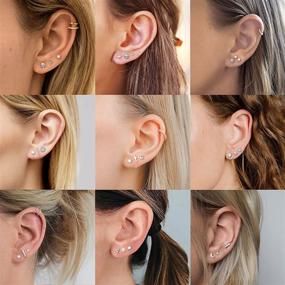 img 1 attached to 🌟 Premium 18 Pairs Stainless Steel Tiny Earrings Set with Screwback - Perfect for Piercing, Cartilage, and Helix - Trendy Moon, Heart, Star, and Triangle Designs - Ideal Christmas Gift for Women, Men, and Girls