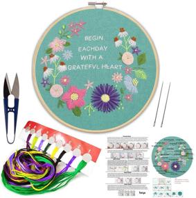 img 4 attached to 🧵 Beginner's Handmade Embroidery Starter Kit with Pattern | Embroidery Cloth, Bamboo Embroidery Hoop, Color Threads, and Essential Tools Kit
