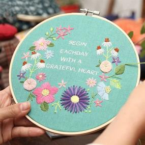 img 2 attached to 🧵 Beginner's Handmade Embroidery Starter Kit with Pattern | Embroidery Cloth, Bamboo Embroidery Hoop, Color Threads, and Essential Tools Kit