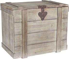 img 4 attached to 📦 White Washed Large Rustic Wooden Trunk: Perfect Household Essential for Decor and Storage