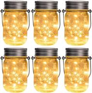 🌞 gigalumi hanging solar mason jar lights: 6-pack fairy lights with 30 leds, includes jars and hangers - perfect for outdoor lawn decor, patio garden, yard, and christmas logo