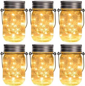 img 4 attached to 🌞 GIGALUMI Hanging Solar Mason Jar Lights: 6-Pack Fairy Lights with 30 LEDs, Includes Jars and Hangers - Perfect for Outdoor Lawn Decor, Patio Garden, Yard, and Christmas