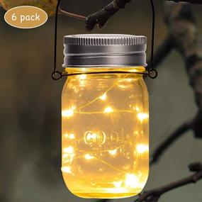 img 2 attached to 🌞 GIGALUMI Hanging Solar Mason Jar Lights: 6-Pack Fairy Lights with 30 LEDs, Includes Jars and Hangers - Perfect for Outdoor Lawn Decor, Patio Garden, Yard, and Christmas