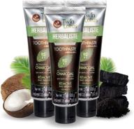 coconut oil activated charcoal toothpaste for teeth whitening - vegan, non sls & no fluoride, stops bad breath, black toothpaste 3 count by twin lotus logo